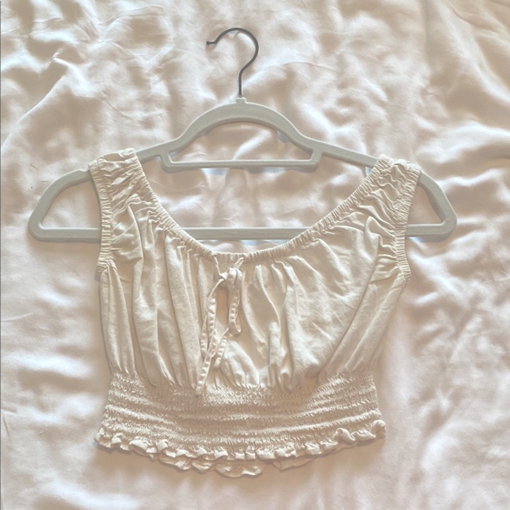 Off the Shoulder White Crop Top